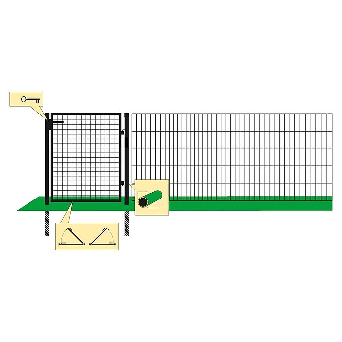 Gartentor (Anthrazit, 1 x 1 m, Metall)
