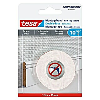 Tesa Montageband (Geeignet für: Tapeten, Belastbarkeit: 10 kg/m, 1,5 m x 19 mm)