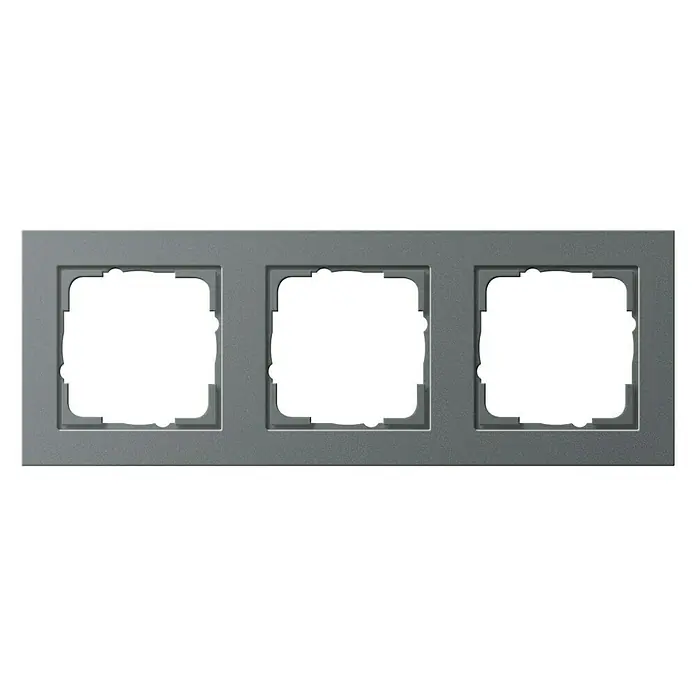 Gira E2 Abdeckrahmen 021323 - Anthrazit, 3-fach, Kunststoff - Eine dreifache Rahmenabdeckung in Grau, ideal für Schalter und Steckdosen, die eine moderne Optik bieten.
