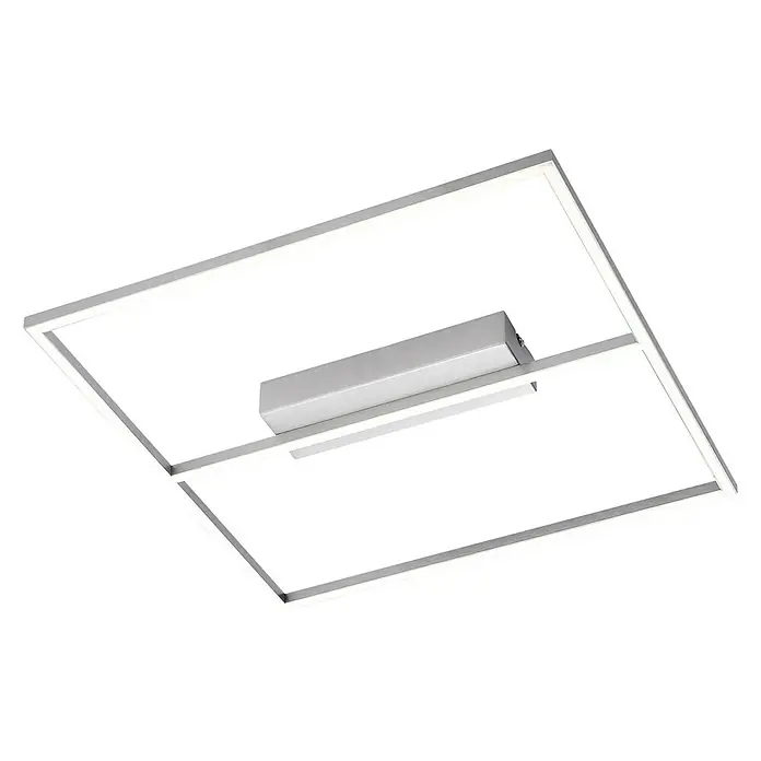 Paul Neuhaus Inigo LED-Deckenleuchte - 34 W, L x B x H: 45 x 45 x 5 cm, Silber, Warmweiß - Quadratische LED-Deckenleuchte in Weiß mit modernem Design. Ideal für Wohnräume mit zeitgenössischer Einrichtung.