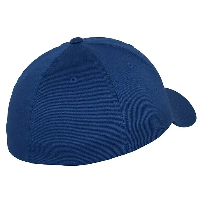 Flexfit Gorra Wooly Combed - Azul marino, S/M - Primer plano de una gorra de béisbol azul, que muestra una opción de gorra clásica y deportiva.