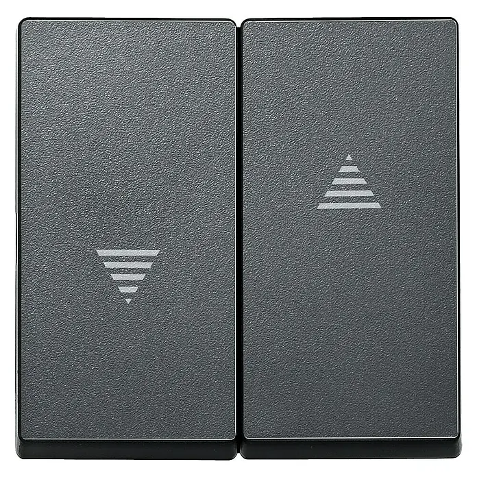 Merten System M Jalousiewippe 435514 - Anthrazit, Kunststoff, IP20 - Graue Doppel-Wandschalter mit Pfeilsymbolen zur Steuerung von Rollläden oder Jalousien. Modernes Design für das Smart Home.