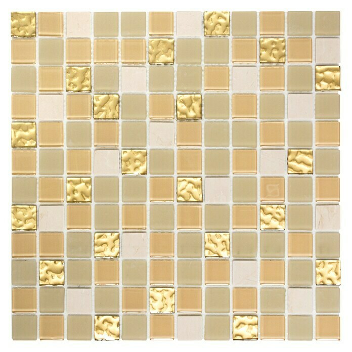 Mosaico autoadesivo Quadrato Crystal Mix Bianco/Oro