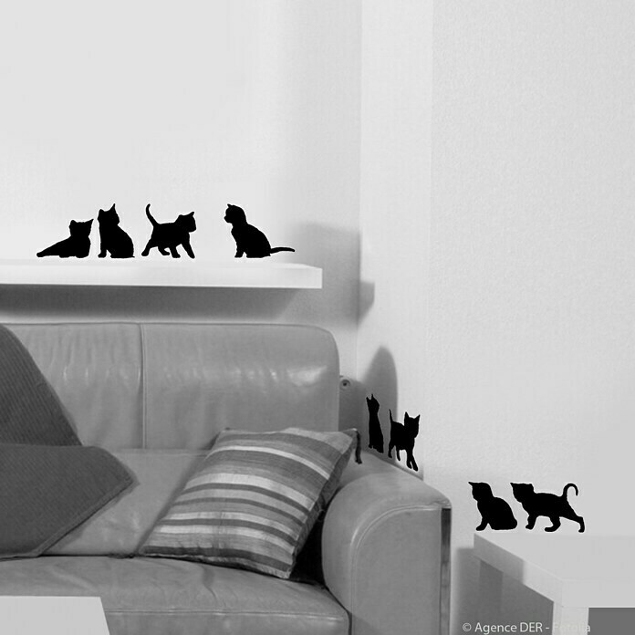 Wandtattoo (Katzen schwarz, 21 x 29,7 cm)