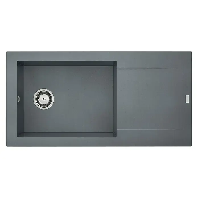 Carea Einbauspüle Dukkah - 98 x 50 cm, Betongrau, Material Spüle: CAREAlith® - Hochwertige Küchenspüle in elegantem Grau mit praktischer Ablauffläche. Perfekt für moderne Küchen.