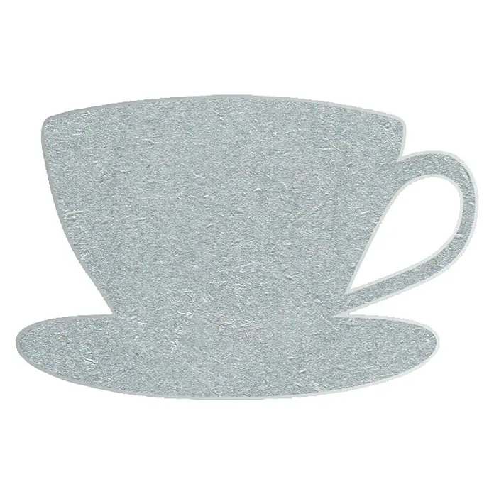 D-c-fix Tischdeckenhalter - 4 Stk., Tasse, Grau - Illustration einer silbernen Kaffeetasse mit Untertasse, die eine stilvolle und elegante Note für Kaffeeliebhaber darstellt.