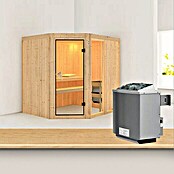 Karibu Systemsauna Fiona 2 (Mit 9 kW Saunaofen mit integrierter Steuerung, Ohne Dachkranz, 170 x 196 x 198 cm)