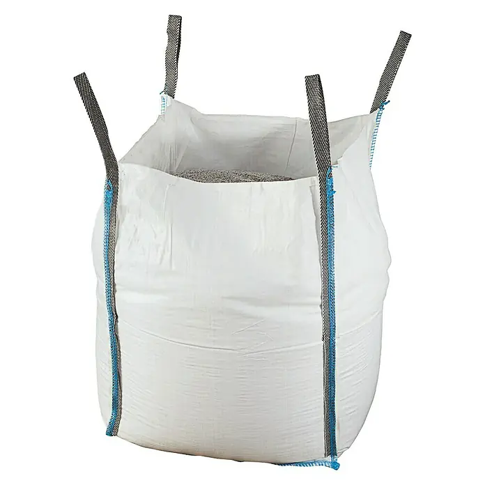EHL SplittKörnung: 16 mm - 32 mm, Big Bag, 0,5 m³ - Nahaufnahme eines weißen Big Bags mit robusten Tragegurten, ideal für Schüttgüter, präsentiert auf neutralem Hintergrund.