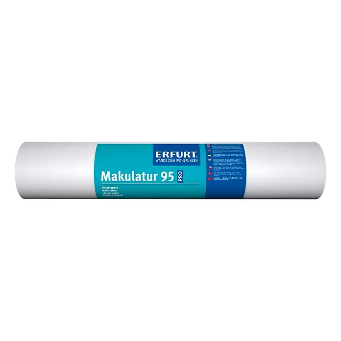 Erfurt Makulaturtapete 95 PRO - L x B: 17 x 0,53 m - Rolle Erfurt Makulatur 95 Pro, eine Untertapete für glatte Wände und eine perfekte Grundlage für nachfolgende Tapezierarbeiten.