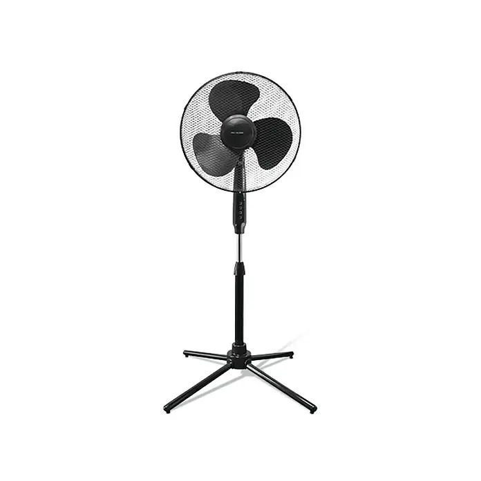 Voltomat Ventilador de pie Acapulco - Negro, 40 cm, 125 cm - Ventilador de pie negro y plateado con tres aspas y una base estable para una refrigeración confortable.