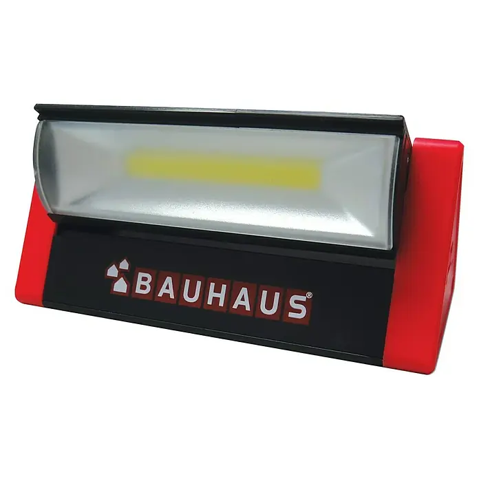 BAUHAUS Mobiles LED-Licht Dreieck - Batteriebetrieben, Schwarz/Rot, 150 lm - Die Bauhaus Arbeitsleuchte bietet optimale Ausleuchtung für Werkstatt und Hobby, kompakt und robust.