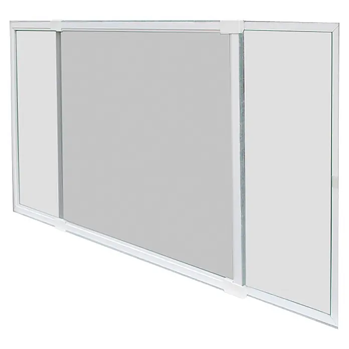 Schellenberg Insect Stop Mosquitera para ventana - An x Al: 75 x 50 cm, Color bastidor: Blanco, Inserción - Primer plano de una ventana corredera de vidrio y metal, que ofrece un diseño moderno y funcionalidad para espacios contemporáneos.