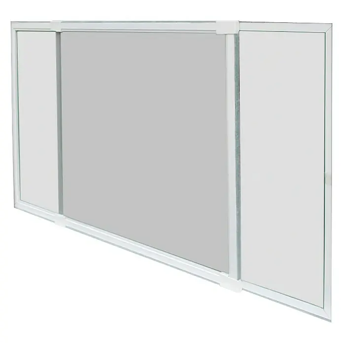 Schellenberg Insect Stop Mosquitera para ventana - An x Al: 75 x 50 cm, Color bastidor: Blanco, Inserción - Primer plano de una ventana corredera de vidrio y metal, que ofrece un diseño moderno y funcionalidad para espacios contemporáneos.