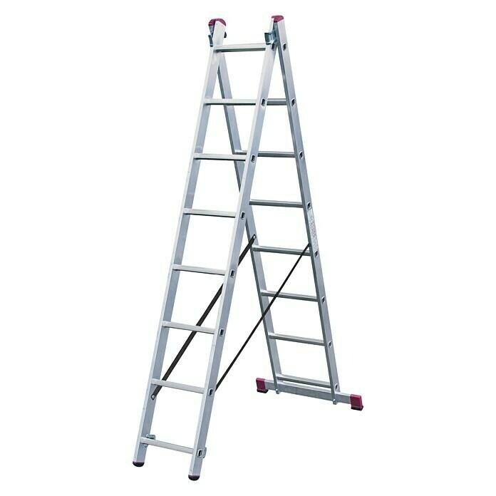 Krause Corda Sprossen-Mehrzweckleiter (Arbeitshöhe: 4,85 m, 2 x 8 Sprossen, Aluminium)