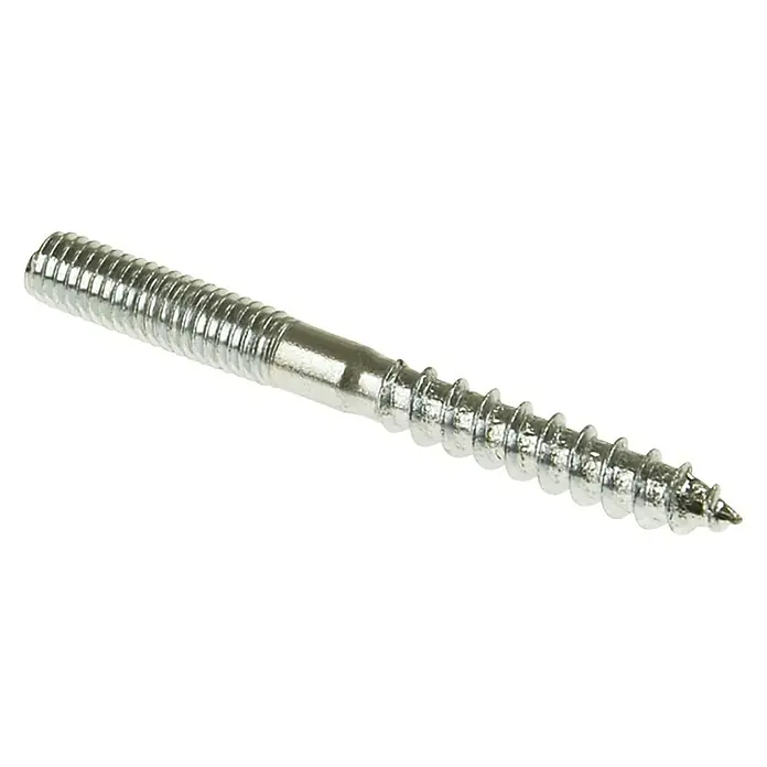 Stabilit StockschraubeLänge: 40 mm, M 4, Verzinkt, 10 Stk. - Nahaufnahme einer Gewindestange aus Metall, einem nützlichen Befestigungselement für verschiedene Bau- und Heimwerkerprojekte.