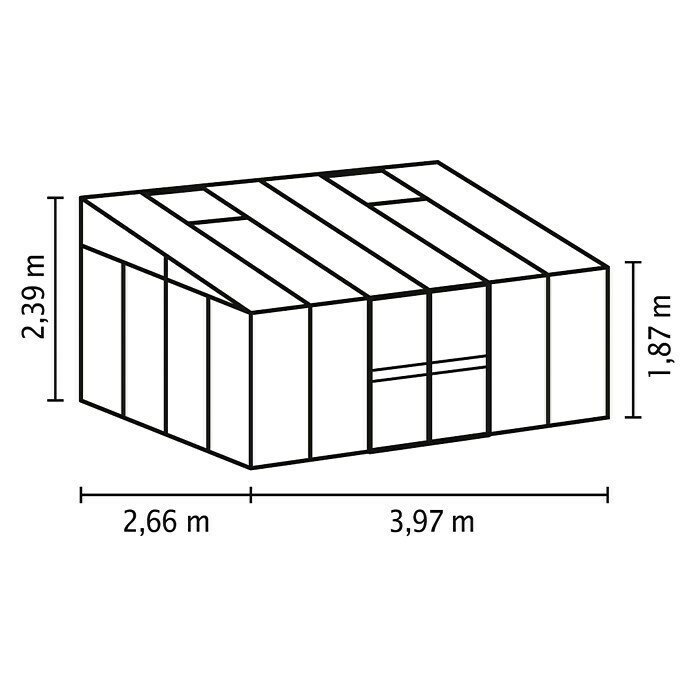 Vitavia Gewächshaus Helena 102002,66 x 3,97 x 2,39 m, Farbe: Schwarz, Einscheibensicherheitsglas (ESG) Unknown