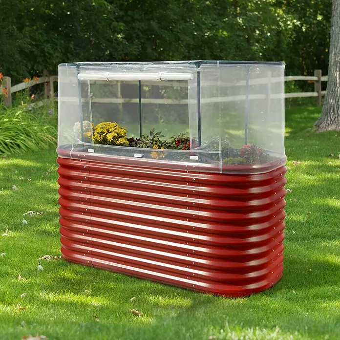 Vitavia Hochbeet-Abdeckung 858 Basic - 158 x 78 x 95 cm, Farbe: Transparent, Kunststoff - Das rote Hochbeet mit Abdeckung ist eine praktische Lösung für den Garten. Ideal für den Anbau von Pflanzen und Gemüse.