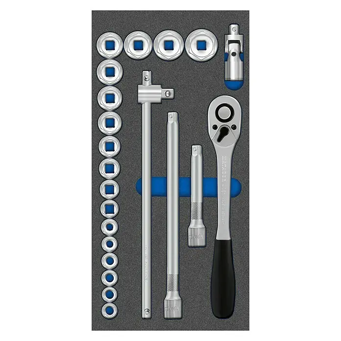 Matador Tool System Steckschlüssel-Set22 -tlg. - Matador Steckschlüsselsatz im Werkzeugkasten. Präzisionsgefertigtes Werkzeugset für Profis und Heimwerker, ordentlich verstaut.