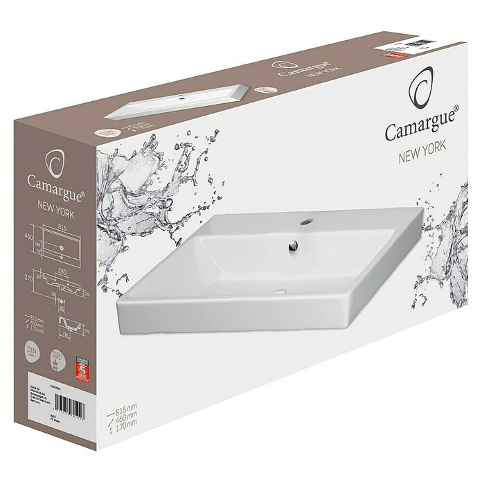 Camargue New York Waschtisch (46 x 81,5 cm, Keramik, Weiß)