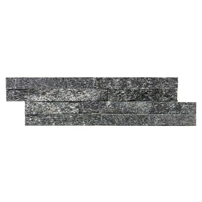 Verblendstein Quarzit Black Z-Shape (10 x 40 cm, Schwarz, Steinoptik)