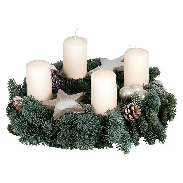 Piardino Adventskranz - Nobilistanne, Durchmesser: 40 cm, Mit Kerzen - Vorderansicht