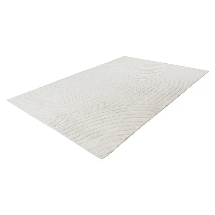 Fellteppich Zen - Ivory, 150 x 80 cm, 100 % Polyester - Detailaufnahme eines weißen Teppichs mit abstraktem Muster, ideal für moderne Wohnräume und zur Aufwertung des Interieurs.
