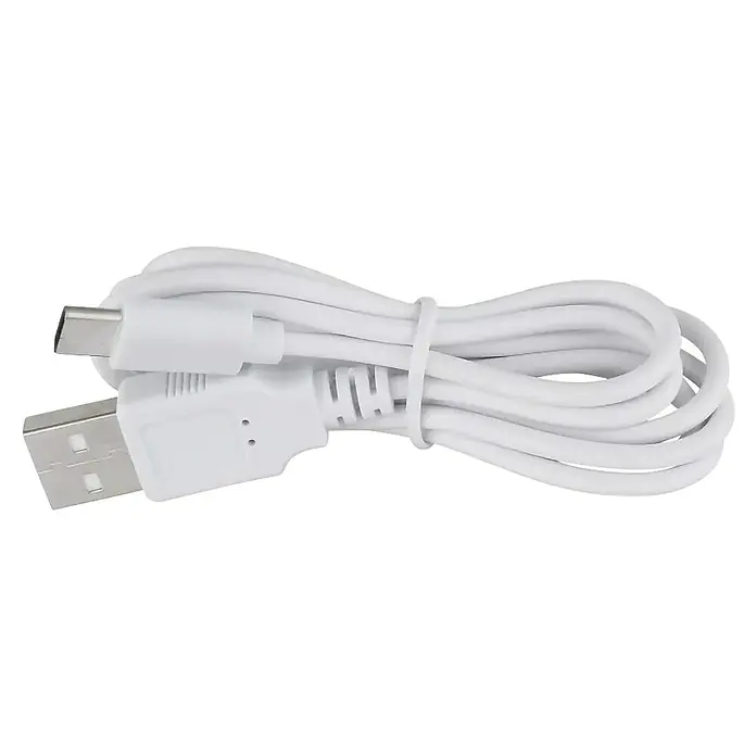 Globo Akku-Tischleuchte Amiyazh - Grün, Durchmesser: 8 cm, RGBW - Weißes USB-Typ-C-Kabel, ordentlich aufgerollt und mit einem Kabelbinder befestigt, für schnelles Laden und Datenübertragung.