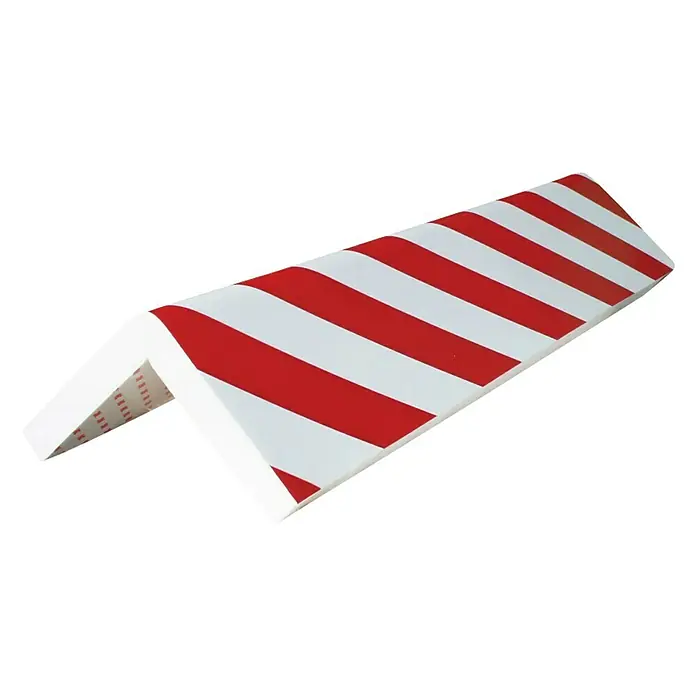 Banda de gomaespuma PU7325RB - L x An: 73 x 30 cm - Protector de esquinas con rayas rojas y blancas, ideal para la seguridad infantil, protege contra lesiones por bordes afilados.