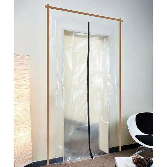 Wolfcraft Puerta antipolvo 4005000 - L x An: 2,15 x 1,05 m - Puerta antipolvo con cremallera. Ideal para reformas, para contener el polvo y proteger las áreas limpias. Fácil instalación y reutilizable.