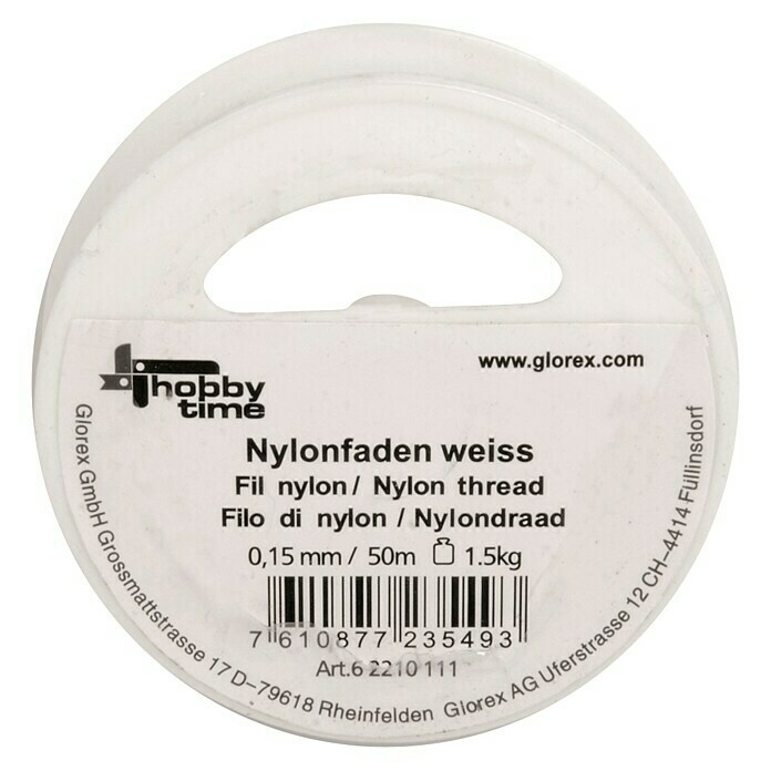 Hobby Time NylonfadenØ x L: 0,15 mm x 50 m, Weiß Front View