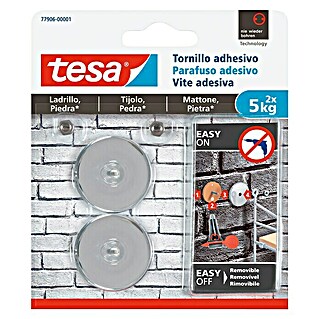 Tesa Tornillo adhesivo (Apto para: Ladrillo, Carga soportada: 5 kg, 2 ud., Redonda)