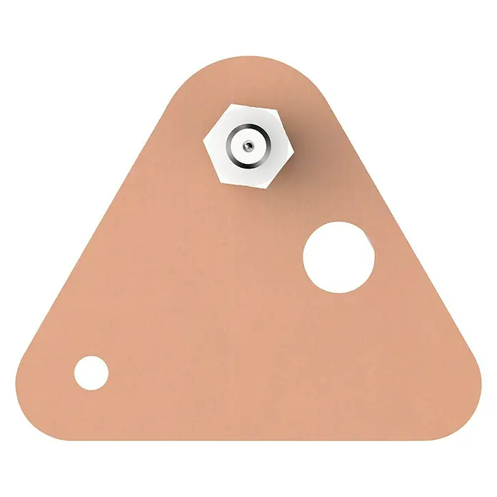 Tesa Tornillo adhesivo - Triangular, Carga soportada: 5 kg, 2 ud. - Primer plano de un producto triangular con fijación y agujeros.