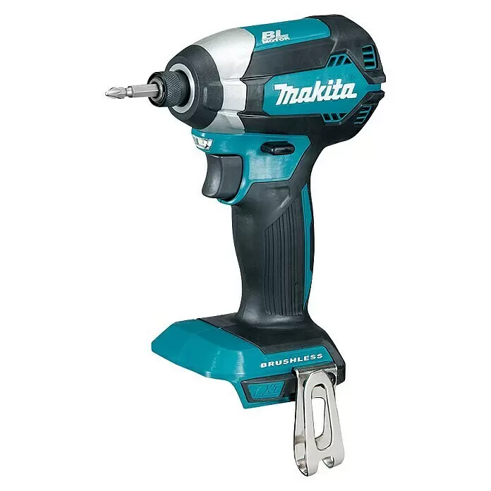 Makita LXT 18V Llave de impacto de batería DTD153Z - 18 V, Sin batería, 170 Nm - Atornillador de impacto inalámbrico Makita turquesa y negro con broca plateada y clip de cinturón. Con BL Motor y Brushless.