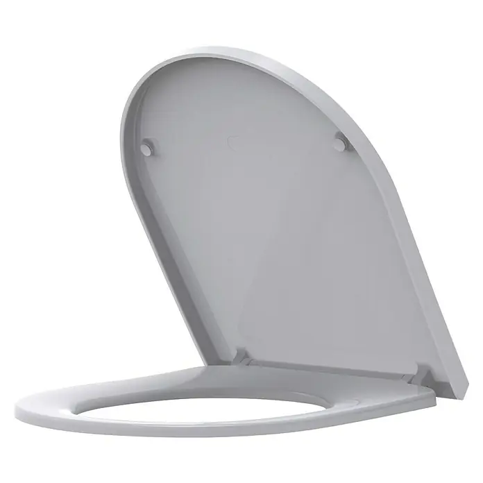 Tapa WC Viena - Blanco - La imagen muestra un asiento de inodoro rectangular de color claro con la tapa abierta, sobre un fondo negro. El foco está en el diseño del asiento.