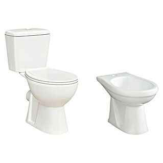 Pack de WC + bidé Bahia (Con borde de descarga, Salida WC: Horizontal, Blanco)