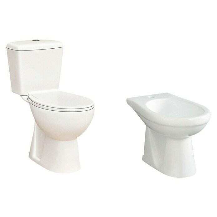 Pack de WC bidé Bahía (Con borde de descarga, Salida WC