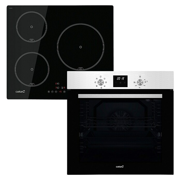 Cata Set de horno y zona de cocción (Volumen horno: 80 l, Número de zonas de temperatura: 3 ud., Inox/Negro) | BAUHAUS