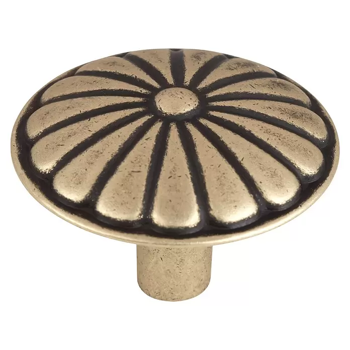 Walteco Möbelknopf Breda - Durchmesser: 35 mm, Sonstige, Brüniert - Antiker Messing-Möbelknopf mit dekorativem gerillten Design.