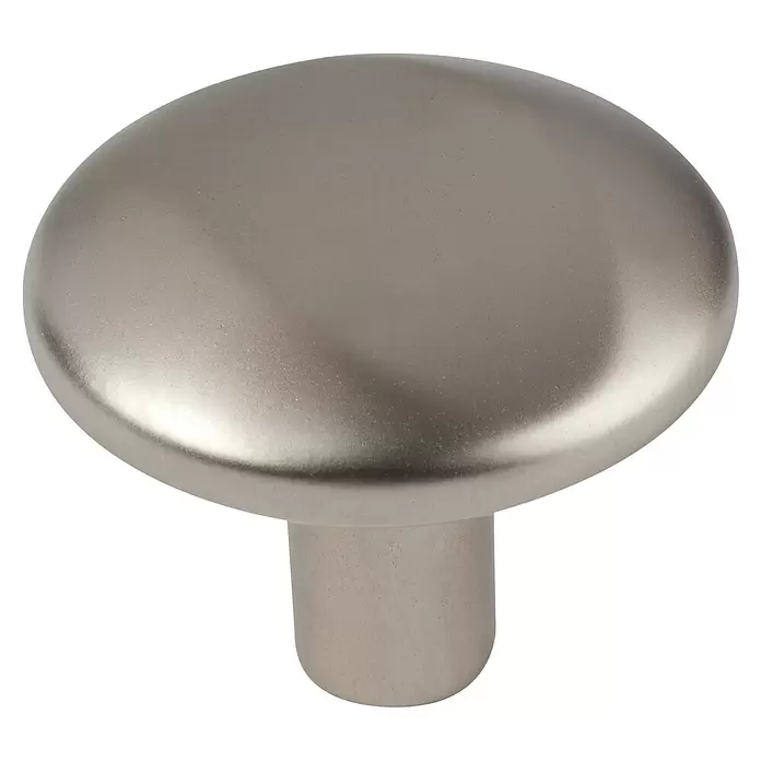 Walteco Möbelknopf Zamora - Durchmesser: 28 mm, Sonstige, Vernickelt matt - Gebürsteter silberner metallischer Pilz-förmiger Möbelknauf.