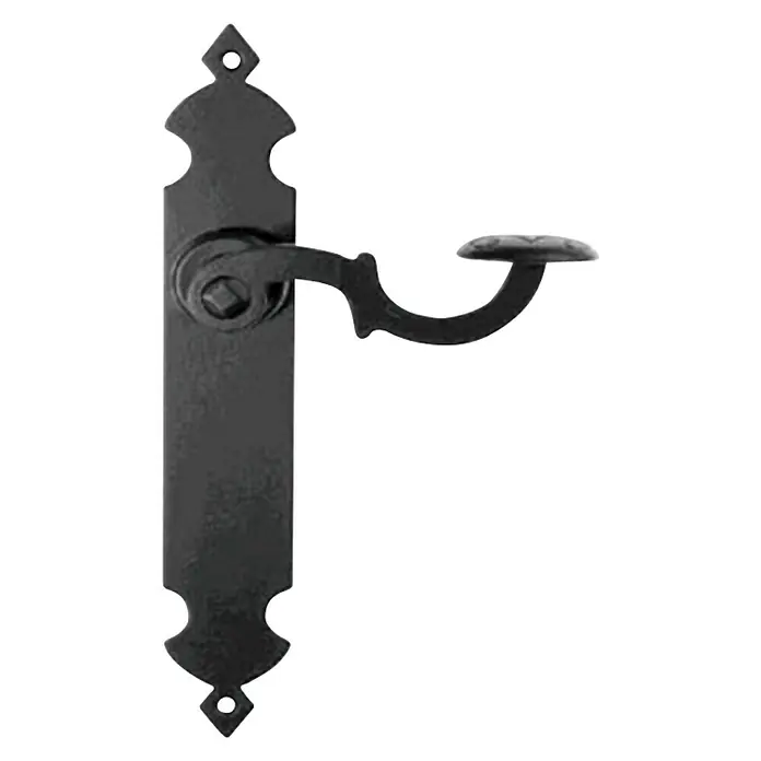 GDK Conjunto de picaporte Rústica 0230/105 - Largo: 27,5 cm, Negro - Manilla de puerta negra con diseño ornamentado y placa decorativa. Un accesorio elegante para cualquier puerta.