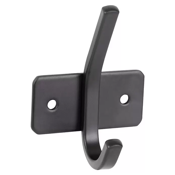 Walteco Garderobenhaken - L x B x H: 60 x 53 x 44 mm, Anzahl Haken: 1 Stk., Mattschwarz - Mattschwarzer Metall-Wandhaken mit Montageplatte und zwei Schraubenlöchern.