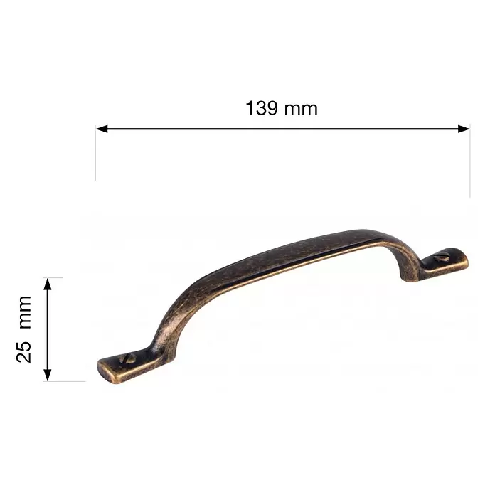 Walteco Möbelgriff Nairobi - Lochabstand: 96 mm, Sonstige, Brüniert - Antiker bronzener Schrankgriff, 139 mm lang, 25 mm hoch.