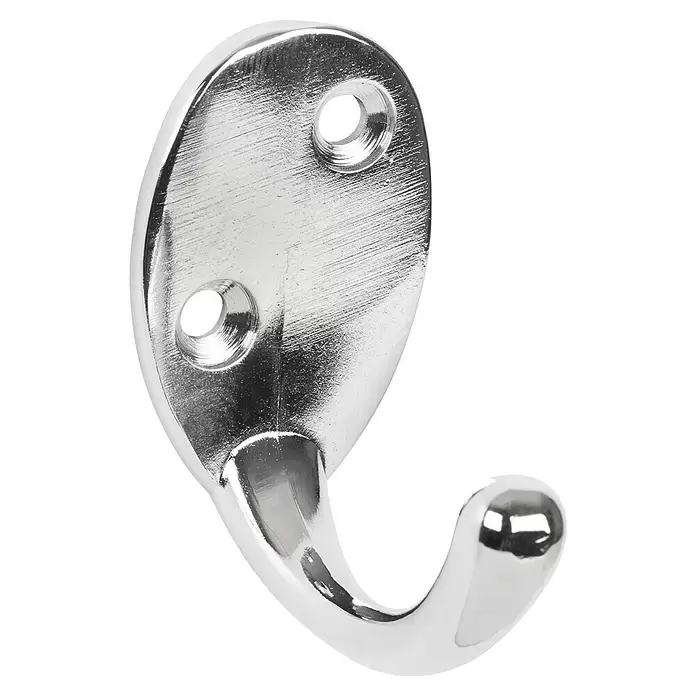 Walteco Garderobenhaken A2 - L x B x H: 42 x 25 x 46 mm, Anzahl Haken: 1 Stk., Verchromt - Glänzender Chrom-Metall-Kleiderhaken mit zwei Schraubenlöchern.