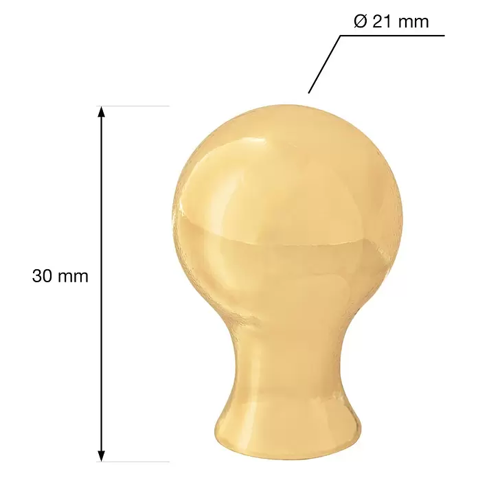 Walteco Möbelknopf Tiber - Durchmesser: 21 mm, Sonstige, Vermessingt - Glänzender goldener Möbelknauf, 30mm hoch, Ø 21mm.