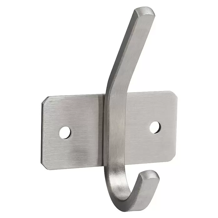 Walteco Garderobenhaken - L x B x H: 60 x 53 x 44 mm, Anzahl Haken: 1 Stk., Metall-Optik - Gebürsteter Metall-Kleiderhaken mit rechteckiger Montageplatte und zwei Schraublöchern.