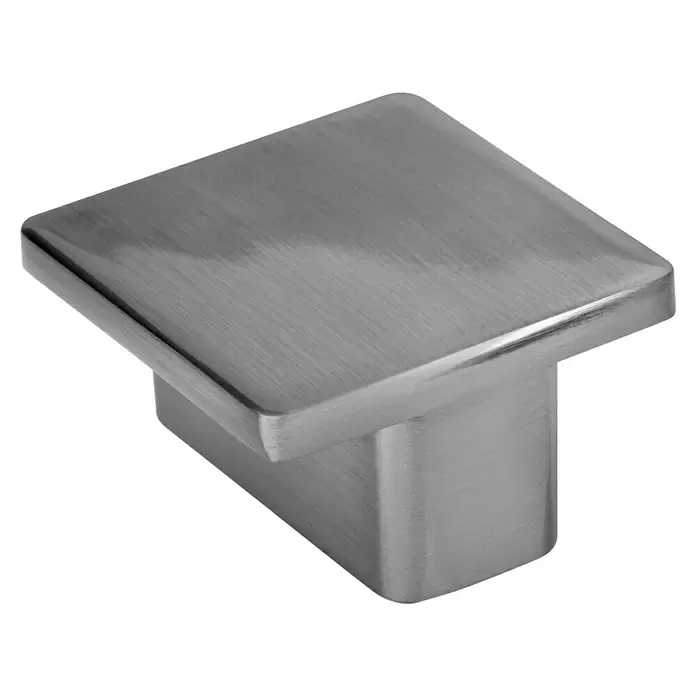 Walteco Möbelknopf Adrian - L x B x H: 37 x 37 x 21 mm, Sonstige, Edelstahl-Optik - Quadratischer Schrankgriff aus gebürstetem Metall.