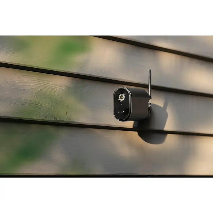 Abus Überwachungskamera Smartlook WLAN PPIC54520 BK - Auflösung: 4K Ultra HD/HDR, Schwarz - Drahtlose Überwachungskamera der Marke Arlo zur Überwachung des Außenbereichs an einer Hauswand, zur Sicherheit im Außenbereich.