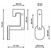 Walteco Jashaak Kloter (l x b x h: 75 x 20,5 x 41 mm, Aantal haken: 2 st., Mat verchroomd) | BAUHAUS