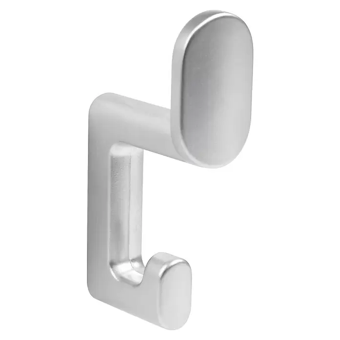 Walteco Garderobenhaken Kloter - L x B x H: 75 x 20,5 x 41 mm, Anzahl Haken: 2 Stk., Verchromt matt - Silberner Metallhaken mit abgerundeten Enden.