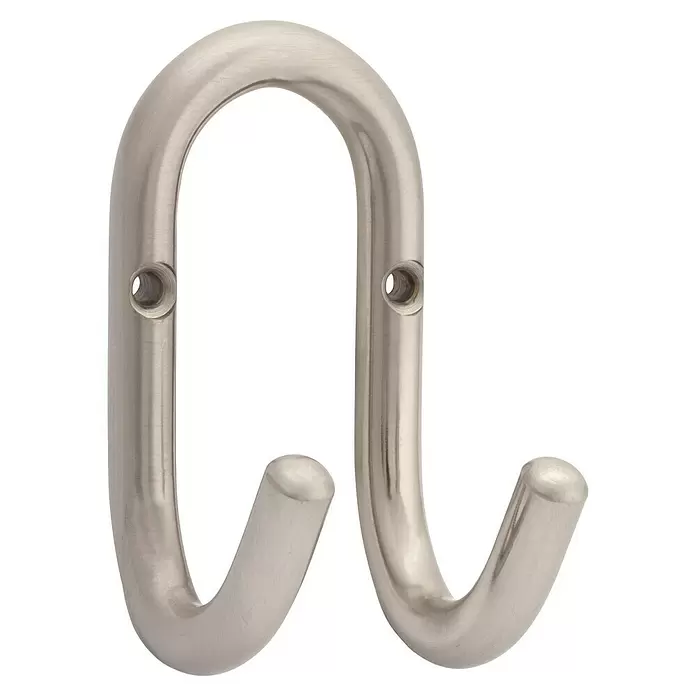 Walteco Garderobenhaken Artur - B x L: 50 x 90 mm, Anzahl Haken: 2 Stk., Edelstahl-Optik - Gebürsteter Edelstahl-Doppelhaken mit zwei Befestigungslöchern.
